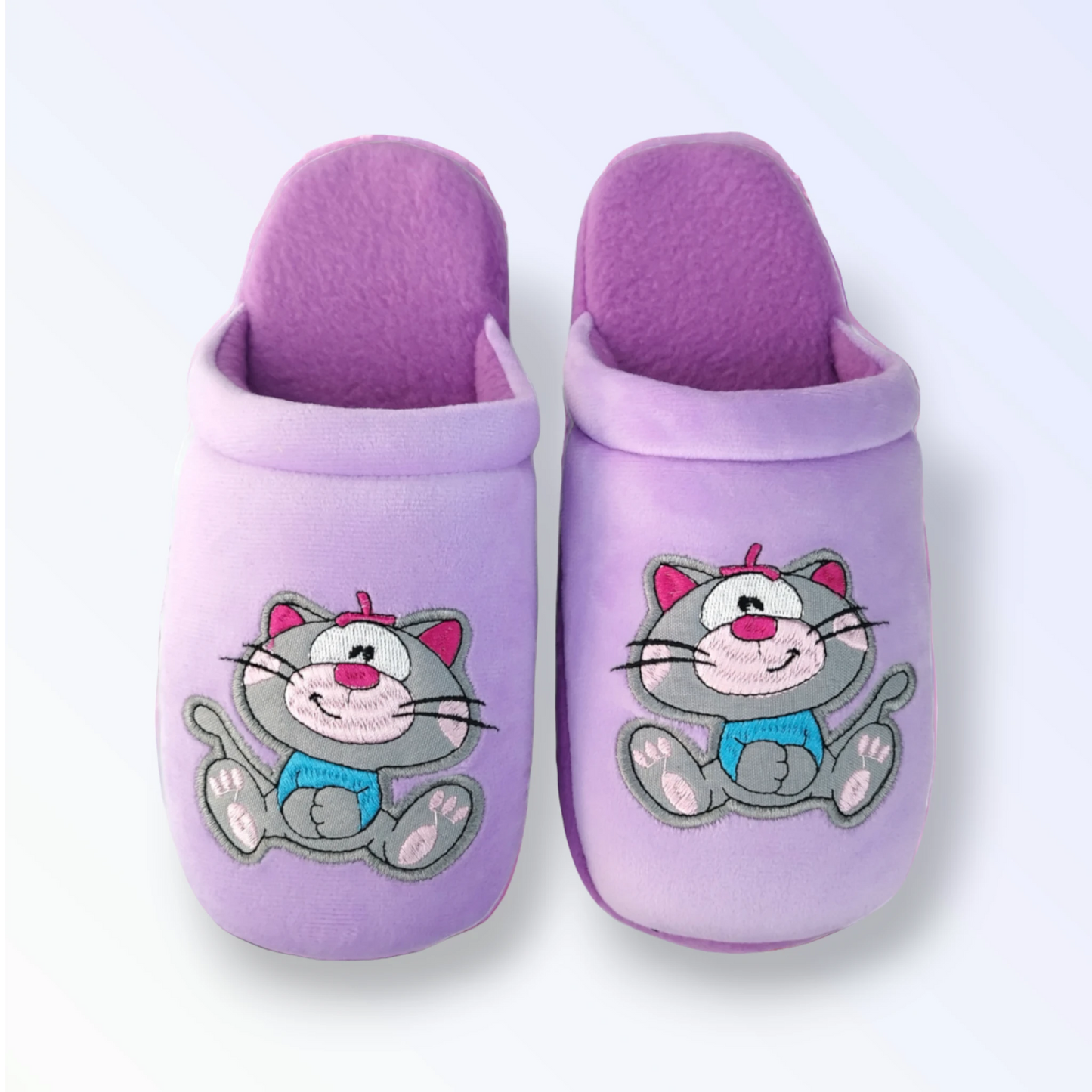 Pantuflas Animadas Térmicas Cartoon Gatico lila